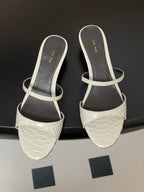 The Row 25S Strap High Heel Mule Sandals 35mm White Snake Pattern Cowhide 286212