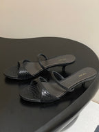 The Row 25S Strap High Heel Mule Sandals 35mm Black Snake Pattern Cowhide 286213