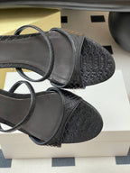 The Row 25S Strap High Heel Mule Sandals 35mm Black Snake Pattern Cowhide 286213