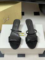 The Row 25S Strap High Heel Mule Sandals 35mm Black Snake Pattern Cowhide 286213