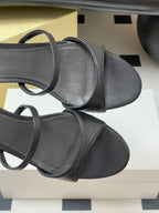 The Row 25S Strap High Heel Mule Sandals 35mm Black Sheepskin 286216