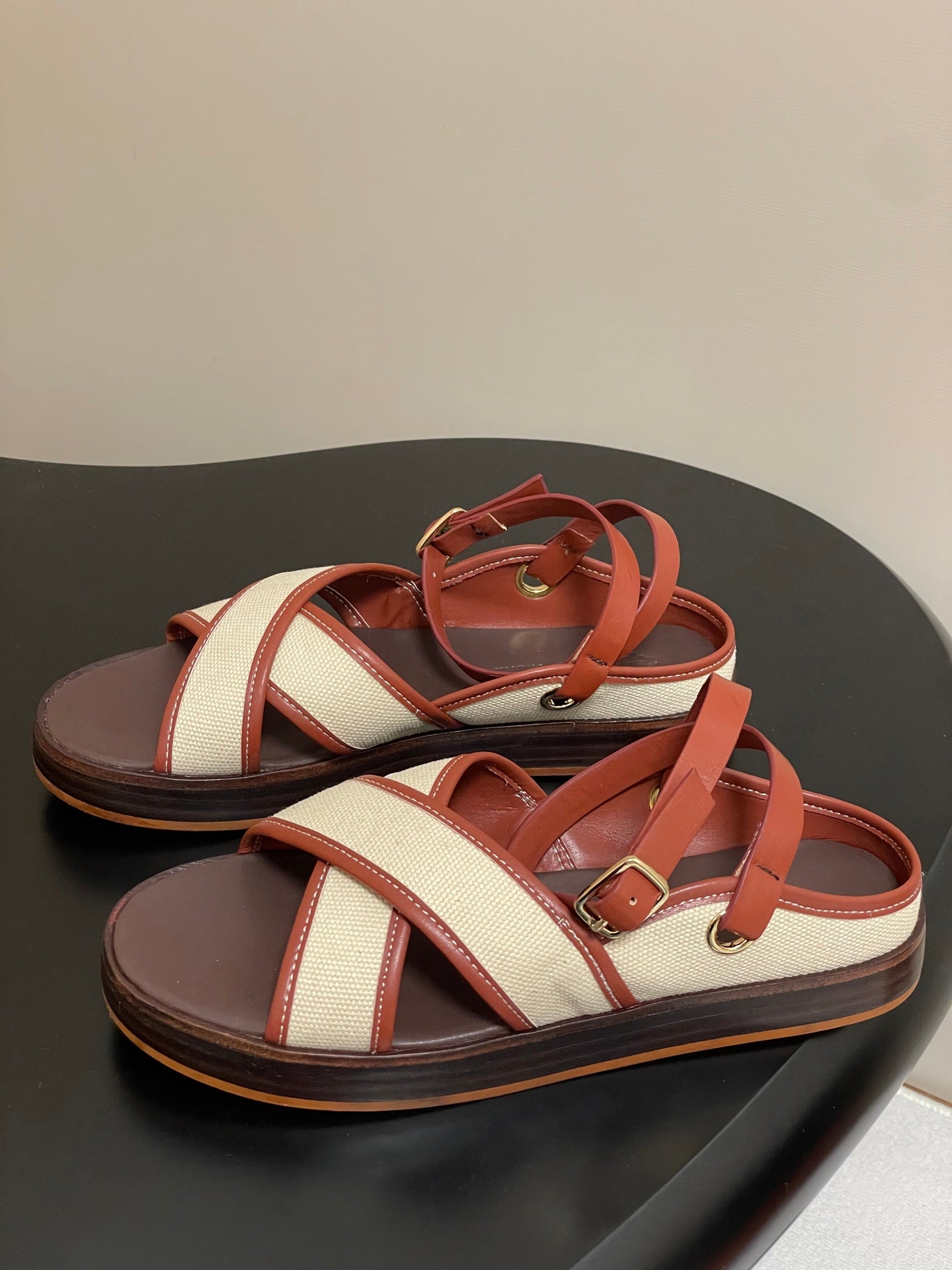 LP Sandal Beige Orange Brown Cowhide 312167