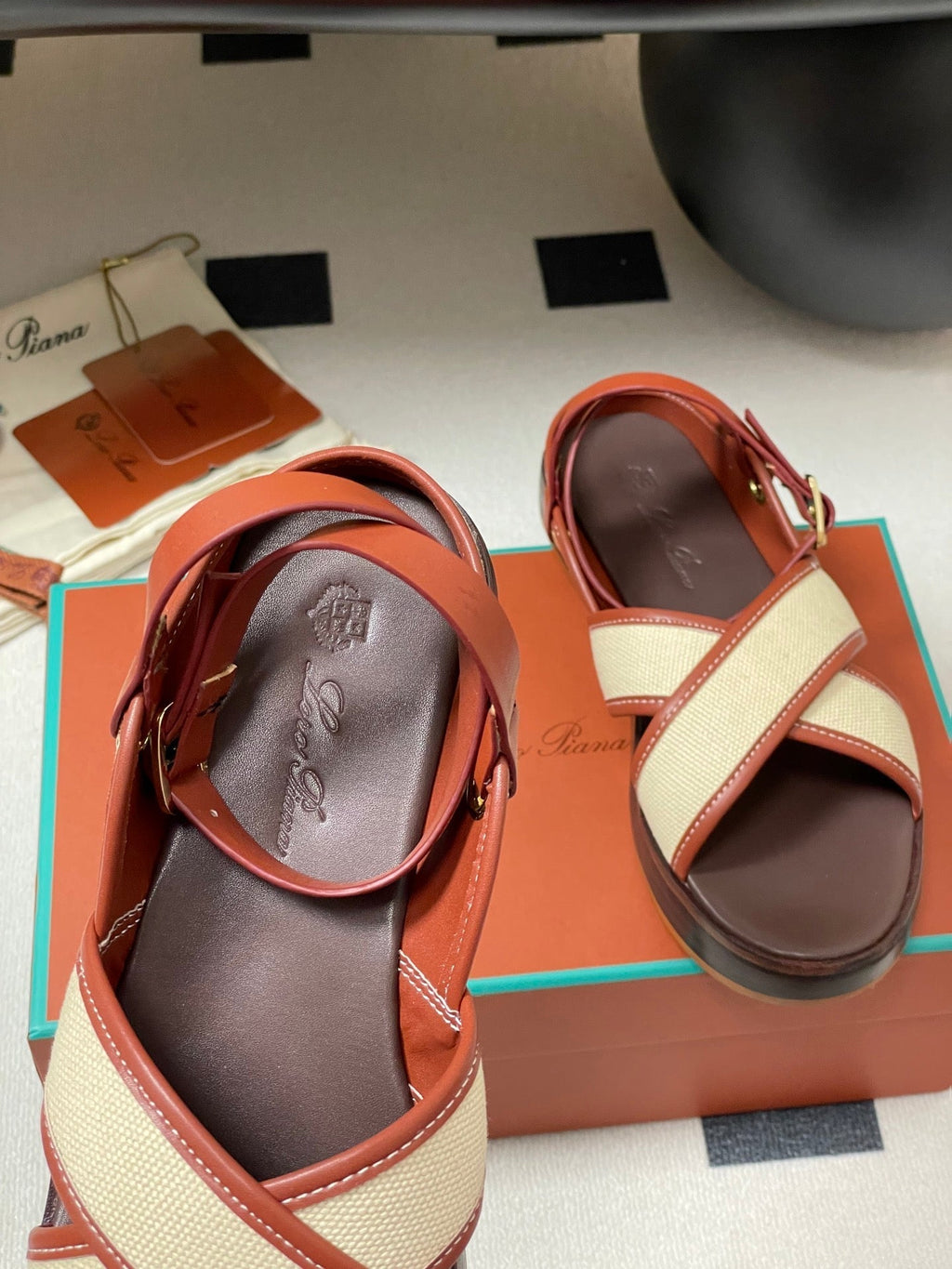 LP Sandal Beige Orange Brown Cowhide 312167