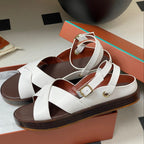 LP Sandal White Brown Cowhide 312171