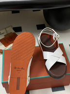 LP Sandal White Brown Cowhide 312171