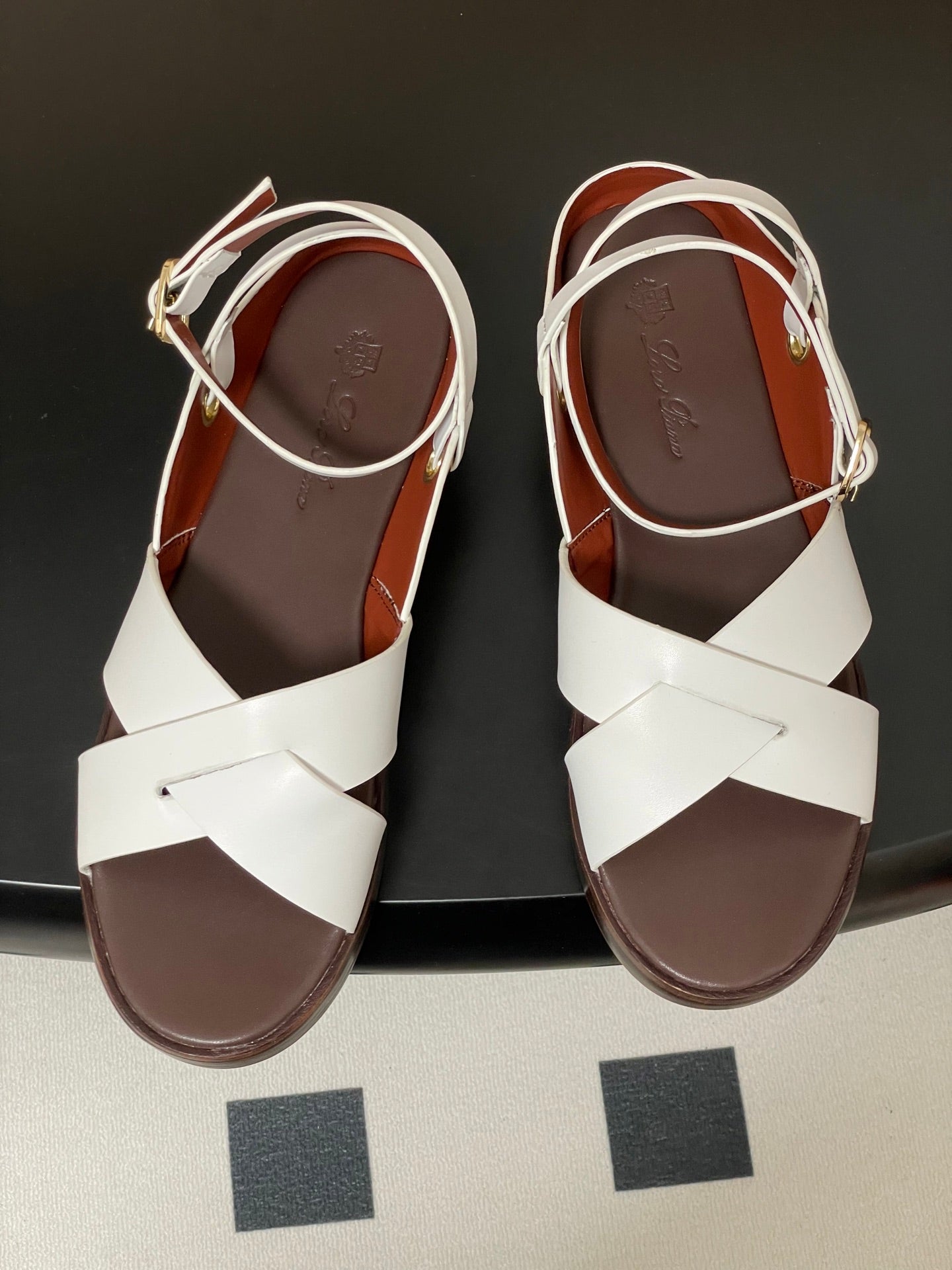 LP Sandal White Brown Cowhide 312171
