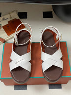 LP Sandal White Brown Cowhide 312171