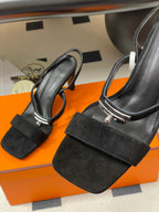 HM Glamour Slingback Black Sheepskin 314033