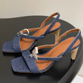 HM Glamour Slingback Blue Denim Sheepskin 314035