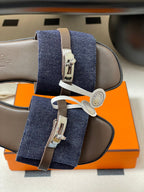 HM Giulia Sandals Blue Denim Calfskin 314022