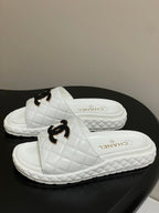 CC 25SS Double C Buckle Thick-soled Mule Sandals White Lambskin 319710