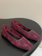 Manolo 25 Ballet Flats Red Mesh Fabric 319740
