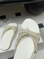 The Row Sara Slide Sandal In Ivory Elastic And Leather 345204