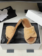 CL 25s Lympia Twisted Sandal Beige Brown Sheepskin Plush Cloth 416656