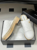 CC 25A Clog Slippers 40mm White Quilted Lambskin 393950