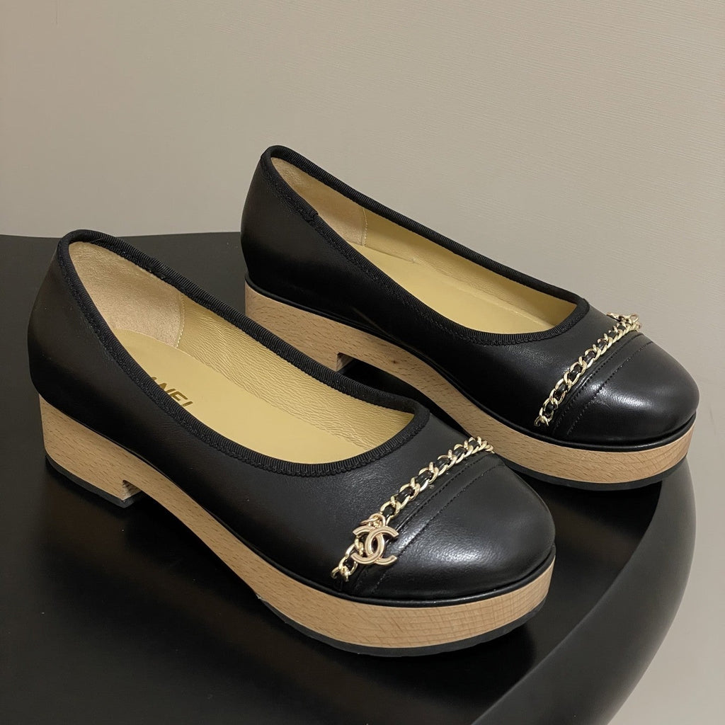 CC 25A Chain CC Thick-Soled Shoe 40mm Black Sheepskin 393956