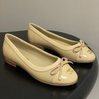 CC 25A Small Bow Ballet Flats Beige Sheepskin 393965