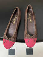 CC 25 Ballet Flat Chocolate Dark Red Suede 393996