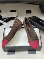 CC 25 Ballet Flat Chocolate Dark Red Suede 393996