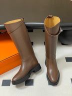HM Jumping Boots Dark Brown Kelly Buckle Cowhide Leather