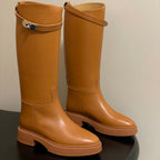 HM Jumping Boots Caramel Brown Kelly Buckle Cowhide Leather