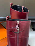 HM Jumping Boots 50mm Wine Red Edge Lock Calfskin