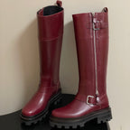 HM Jumping Boots 50mm Wine Red Edge Lock Calfskin