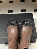 CC 25FW Double C Buckle Short Boot 25mm Brown Black Sheepskin 423143