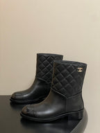 CC 25FW Double C Buckle Short Boot 25mm Black Sheepskin 423144