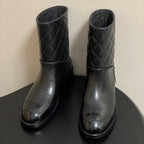CC 25FW Double C Buckle Short Boot 25mm Black Sheepskin 423144