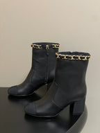 CC 25B Chain Short Boot 70mm Black Denim Cowhide 423149
