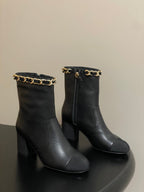 CC 25B Chain Short Boot 70mm Black Denim Cowhide 423149