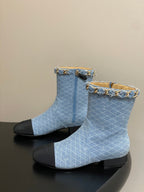 CC 25B Chain Short Boot 25mm Black Light Blue Denim 423151