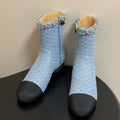 CC 25B Chain Short Boot 25mm Black Light Blue Denim 423151