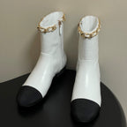 CC 25B Chain Short Boot 25mm Black White Denim Cowhide 423153