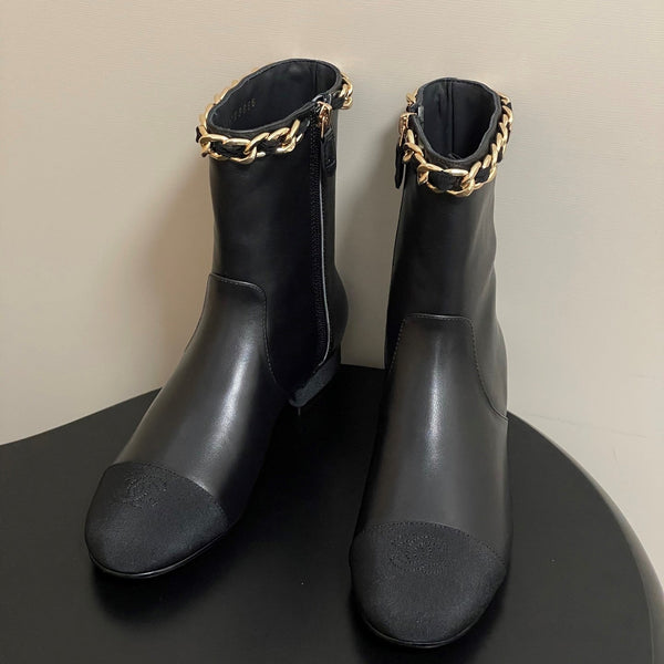 CC 25B Chain Short Boot 25mm Black Denim Cowhide 423154