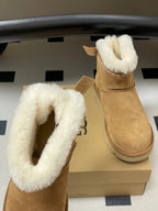 UGG Classic Mini Taslyn Boot Light Brown White Wool Suede 522216