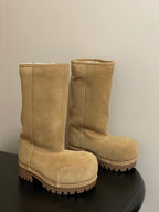 Balenciaga High Snow Boots Beige Suede 535031