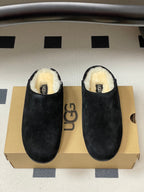 UGG Elea Slip-On Sandals Black Wool Suede 525949