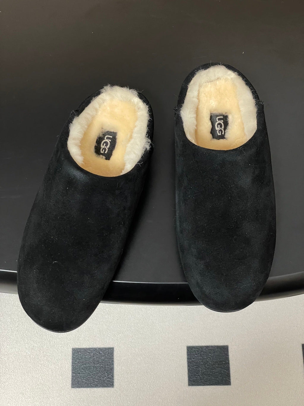UGG Elea Slip-On Sandals Black Wool Suede 525949