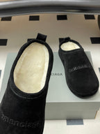 Balenciaga Mule Slip-On Black Suede Wool