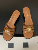 CD 26 Chunky Heel Sandals 50 Tan Leather 593523