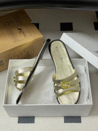 CD 26 Chunky Heel Sandals Metallic Gold Leather 593528