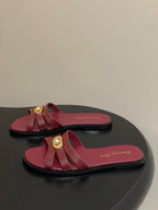 CD 26 Chunky Heel Sandals Burgundy Leather 593529