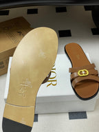 CD 26 Chunky Heel Sandals Tan Leather 593530
