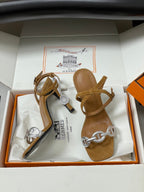 HM Luz Sandals 10.5 Brown Sheepskin Suede 593701