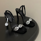 HM Luz Sandals 10.5 Black Sheepskin 593703