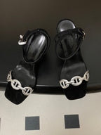 HM Luz Sandals 10.5 Black Sheepskin 593703