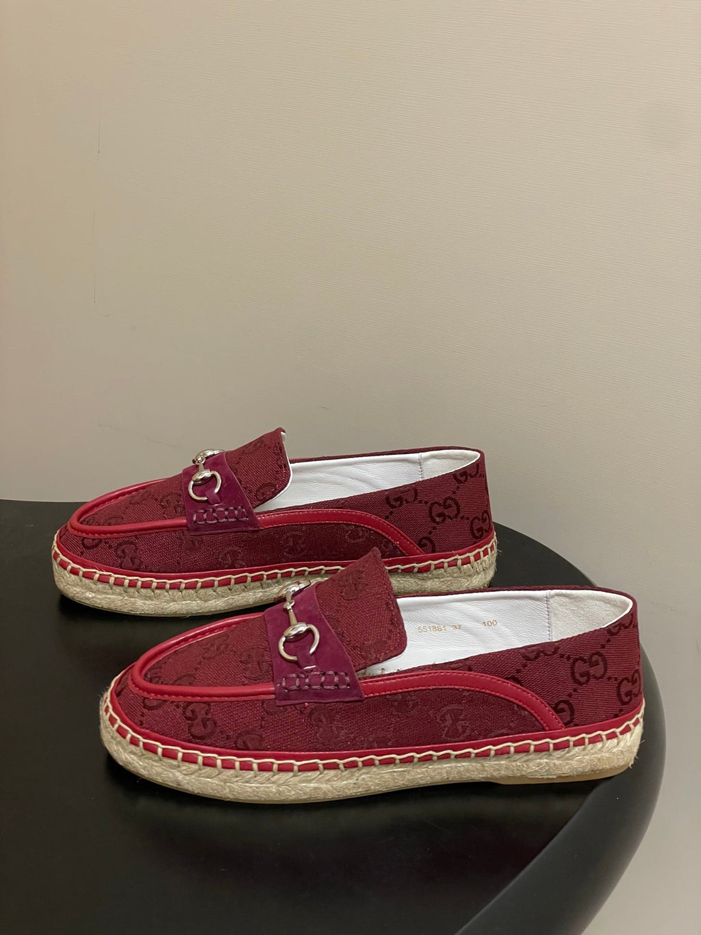 GG 26ss Slip-on Loafers Red Double G Canvas 593493