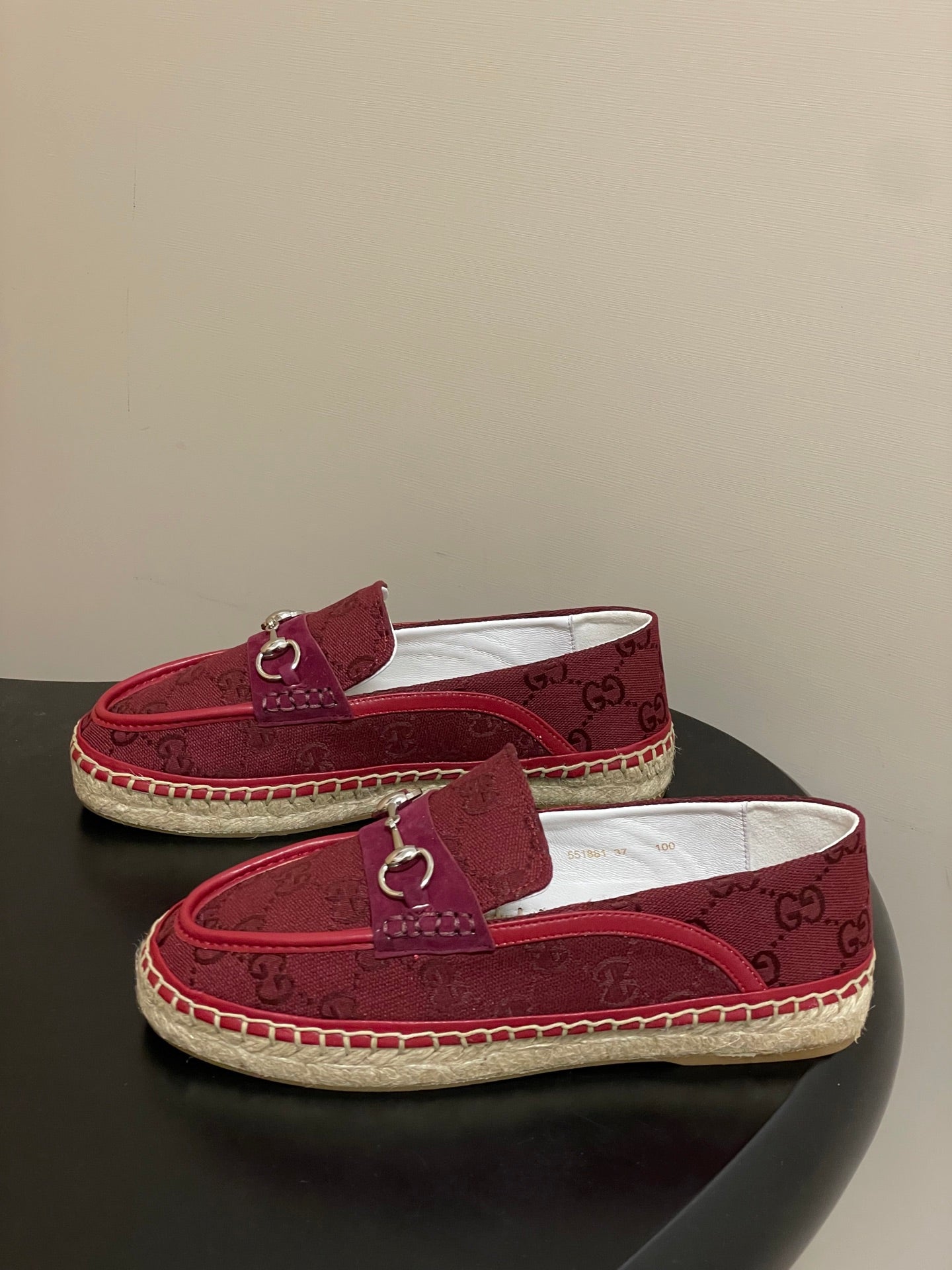 GG 26ss Slip-on Loafers Red Double G Canvas 593493